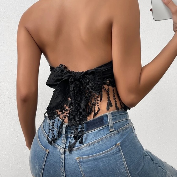 Boho Floral Lace Crop Top - Picture 3 of 4